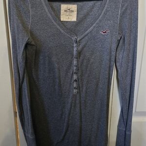 Hollister Women's Grey Long Sleeve Henley